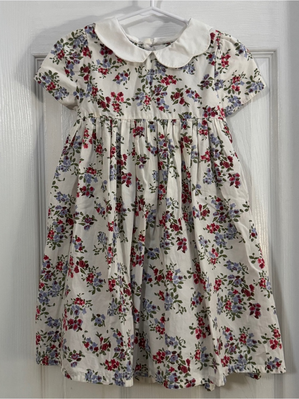 Edgehill Collection Baby Girl Cream Floral Dress with Red and Purple Blooms